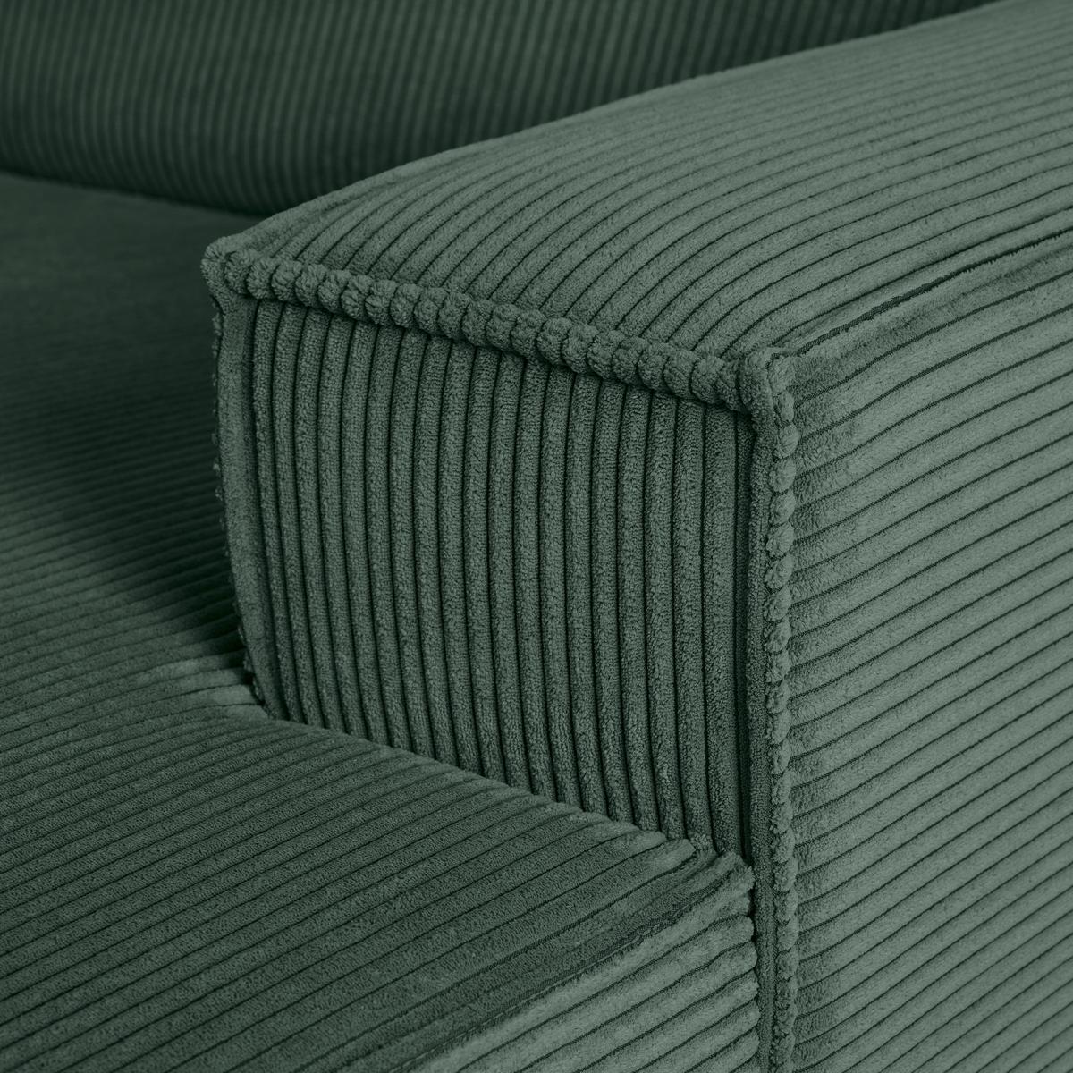 Rohová sedačka LOFT, pravá, tmavě zelený manšestr - černá/světle zelená, Moderní, textil/plast (265/75/172cm) - Mömax