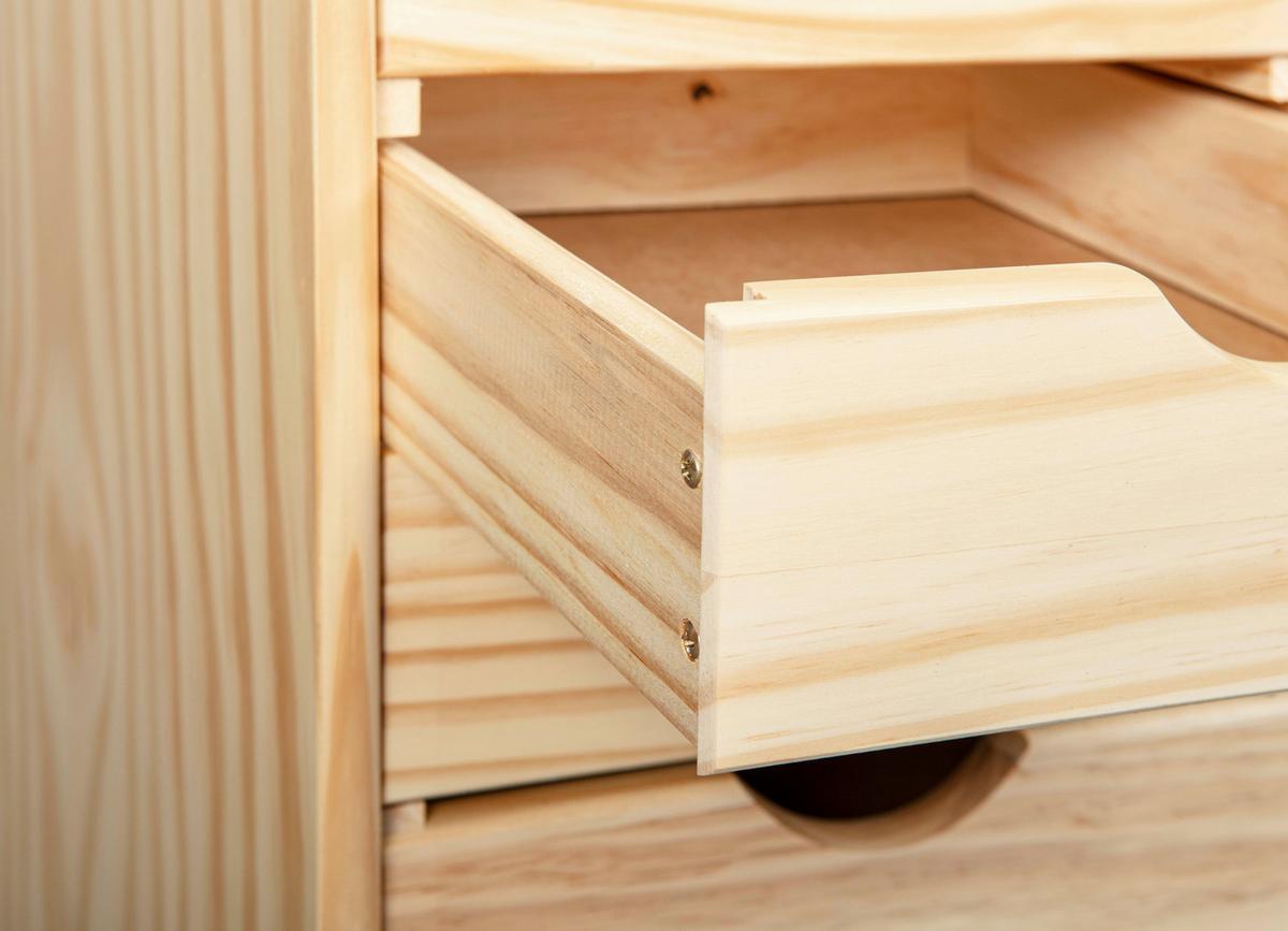 Rollcontainer Holz Massiv Kiefer Natur Nils 35x66x39 Cm - Kieferfarben, Basics, Holz/Kunststoff (35/66/39cm) - MID.YOU