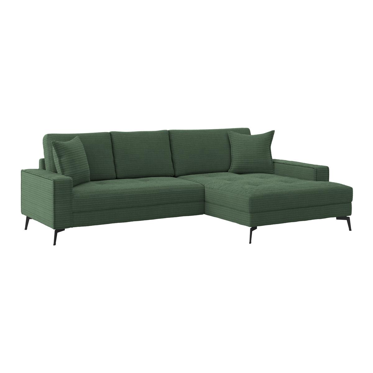 Ecksofa Zero Grün 286x173 cm - Schwarz/Grün, Trend, Textil (286/173cm)