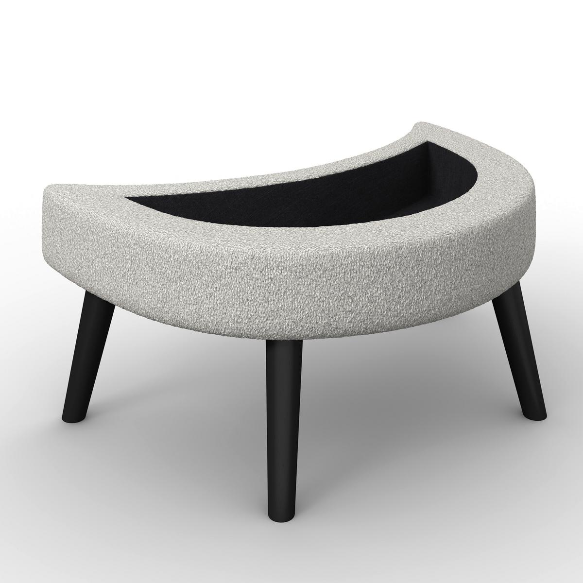 Kreslo s taburetkou BIANCA, sivá ženilka, max. 150 kg - sivá/prírodná farba, Modern, drevo/textil (109/83/148cm) - Bessagi Home