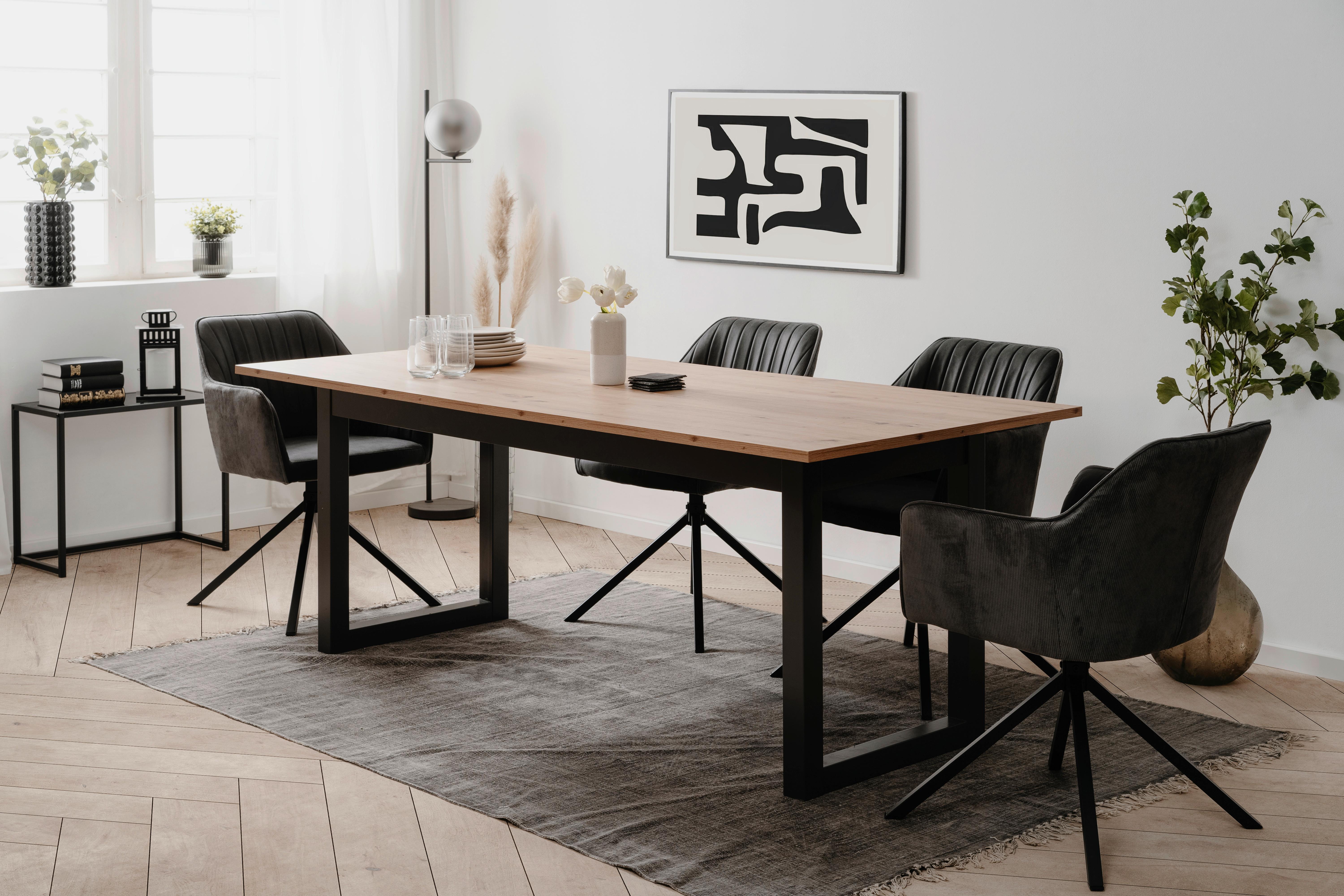 Esstisch Denver 80c - Anthrazit/Eiche Artisan, Basics, Holzwerkstoff (200/90/75cm) - MID.YOU