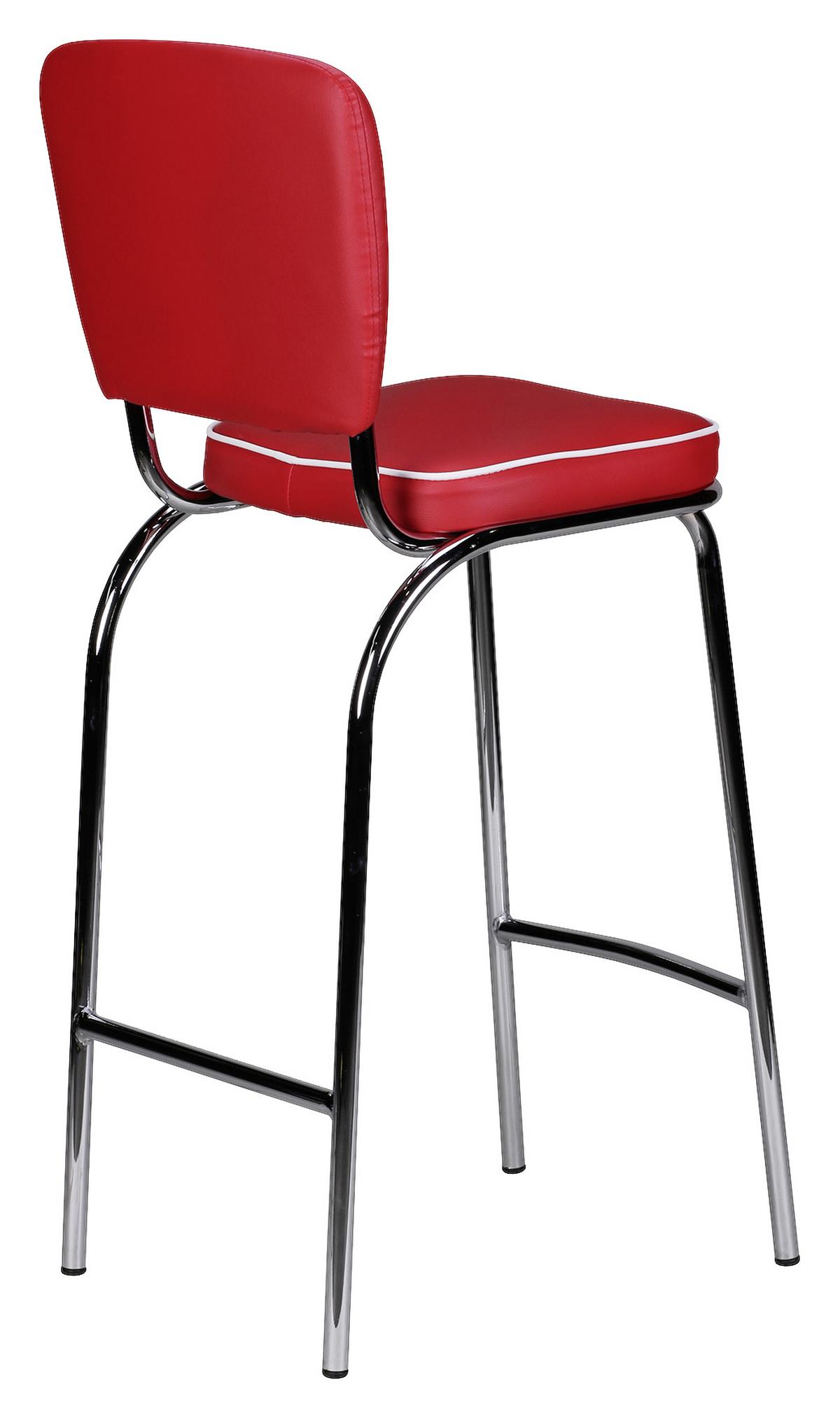 Barová židle AMERICAN DINER červenobílá - bílá/barvy stříbra, Moderní, kov/plast (40/110/38cm) - MID.YOU
