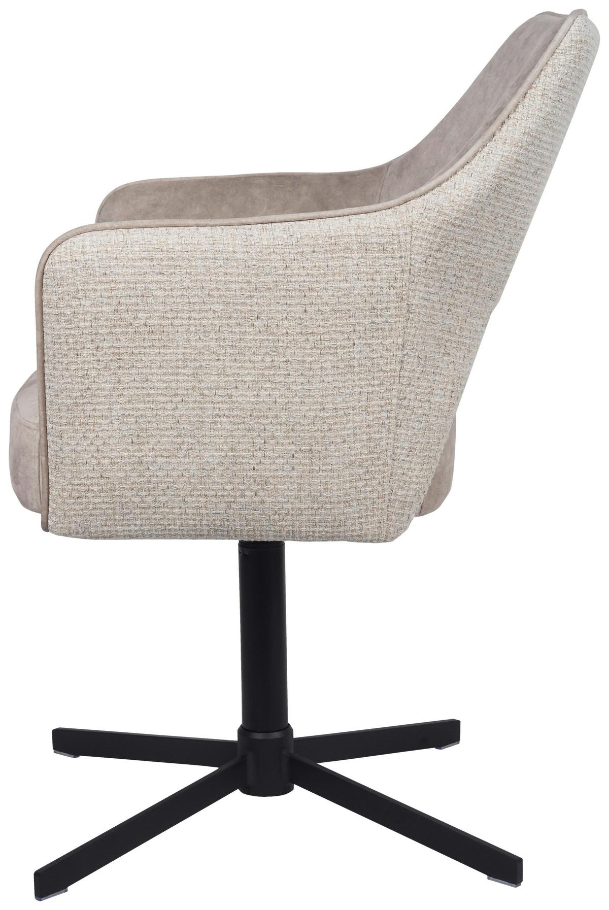 STOLIČKA S PODRÚČKAMI VALLETTA - čierna/krémová, Konventionell, kov/textil (64/85/61cm) - Best Price