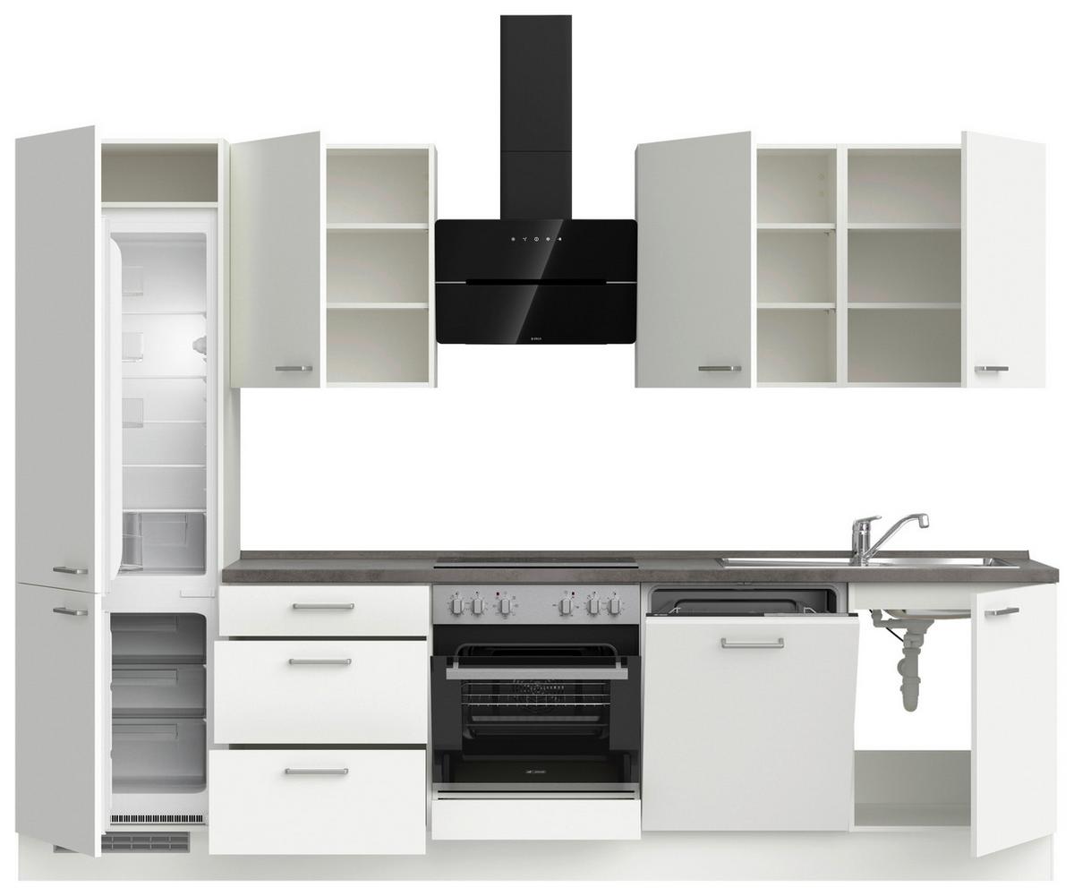 KÜCHENLEERBLOCK TOUCH HIGH - LINE, H10 LINKS - Weiß/Grau, MODERN, Holzwerkstoff (300cm) - Nobilia