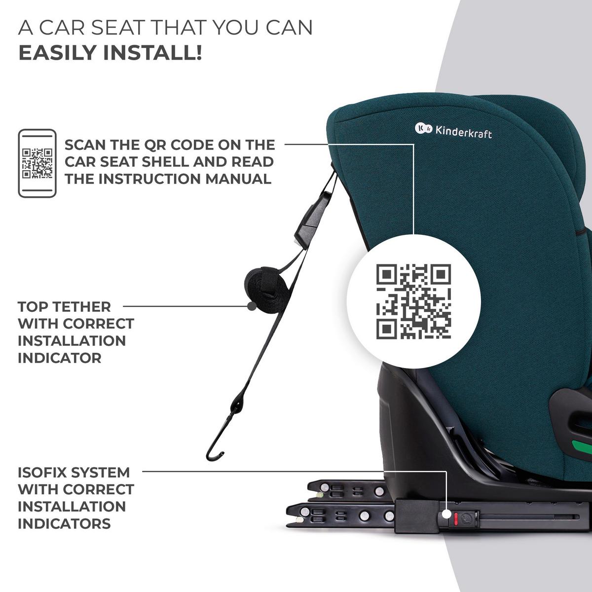 Kinderautositz Oneto3 I-size Blau, B/h/t: 58x78x44cm - Blau/Petrol, Basics (58/78/44cm) - Kinderkraft
