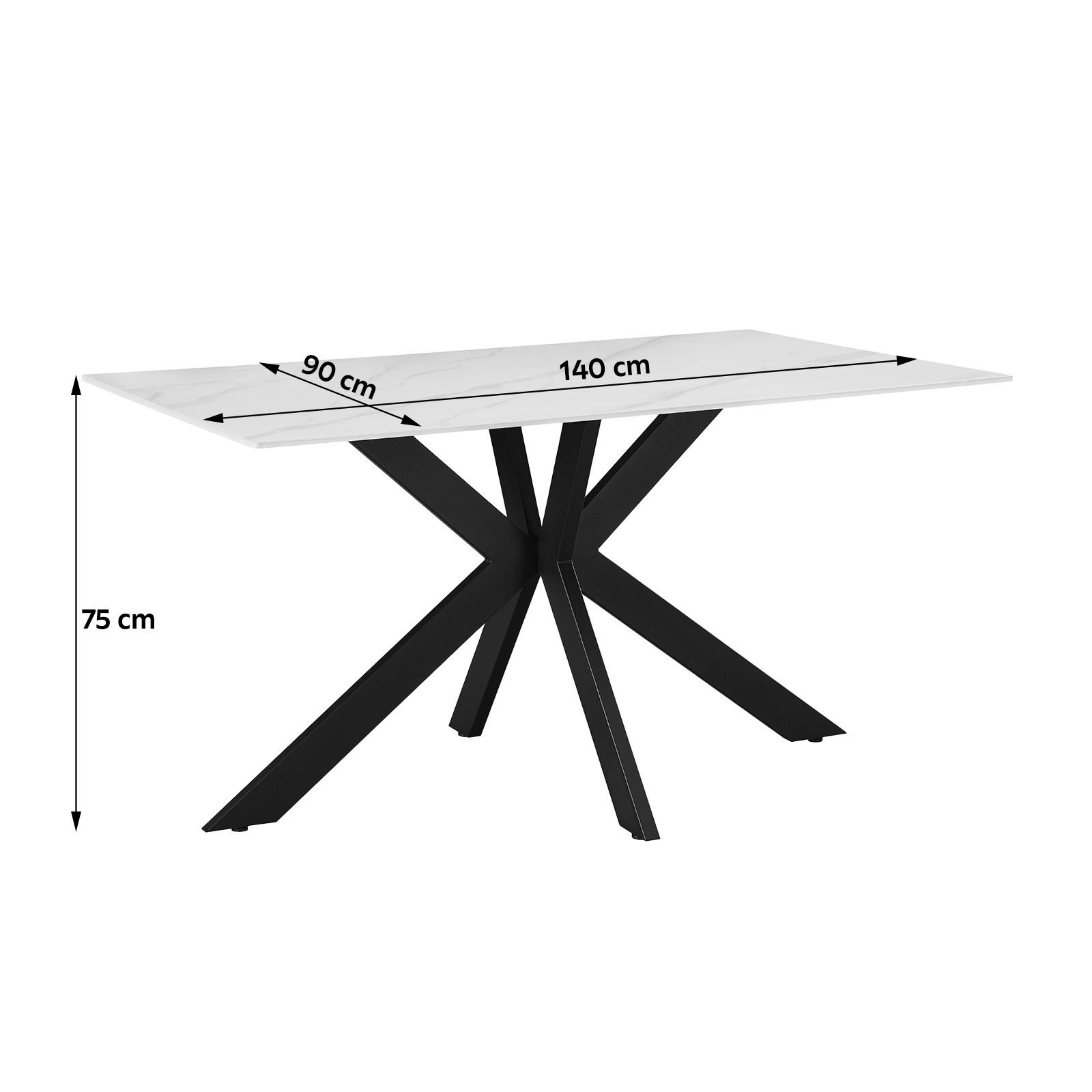Esstisch Anton 140 - Schwarz/Weiß, MODERN, Keramik/Metall (140/75/90cm)