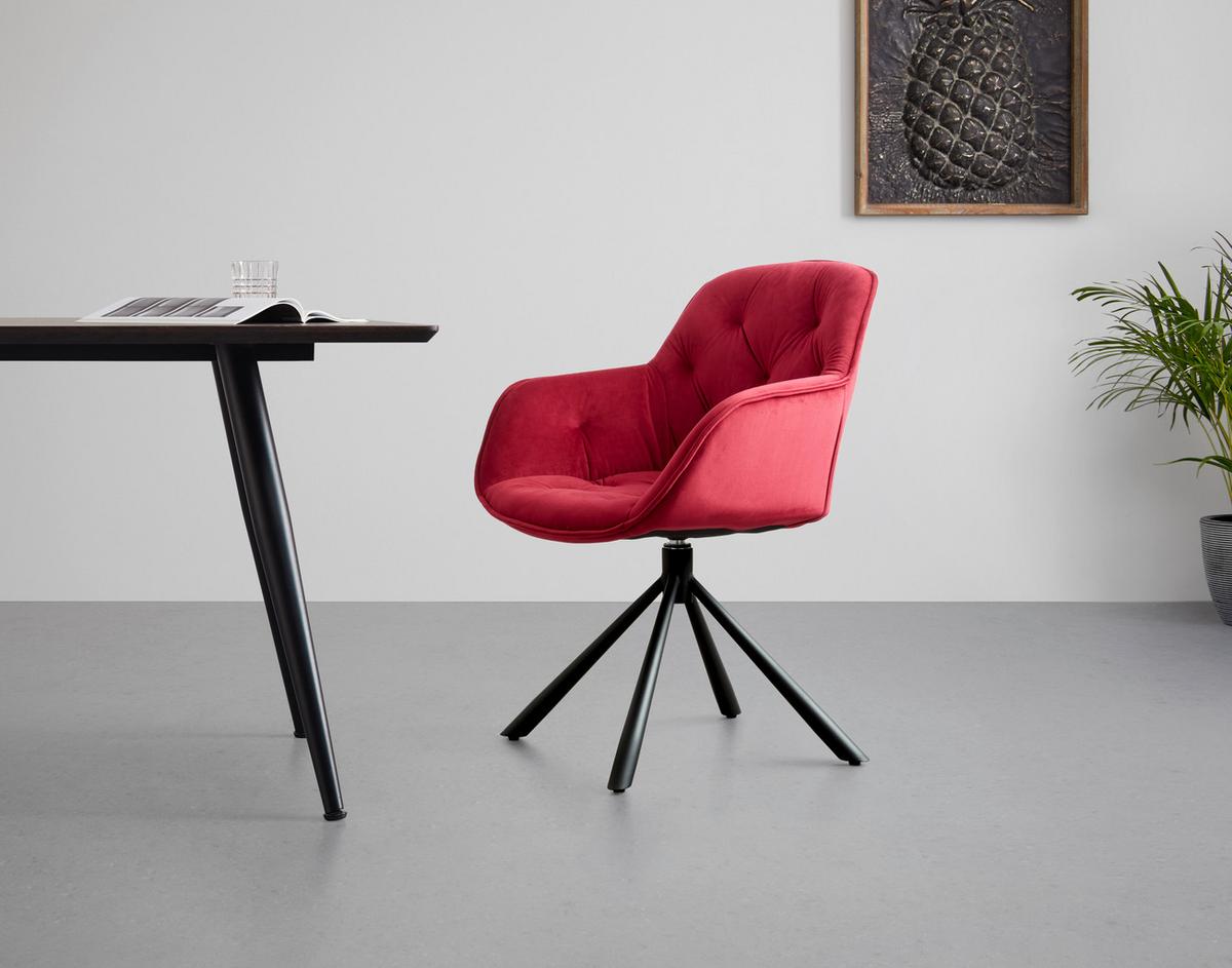 Židle s područkami Eileen, otočná, červená - černá/červená, Moderní, kov/textil (63/86/66cm) - Mömax