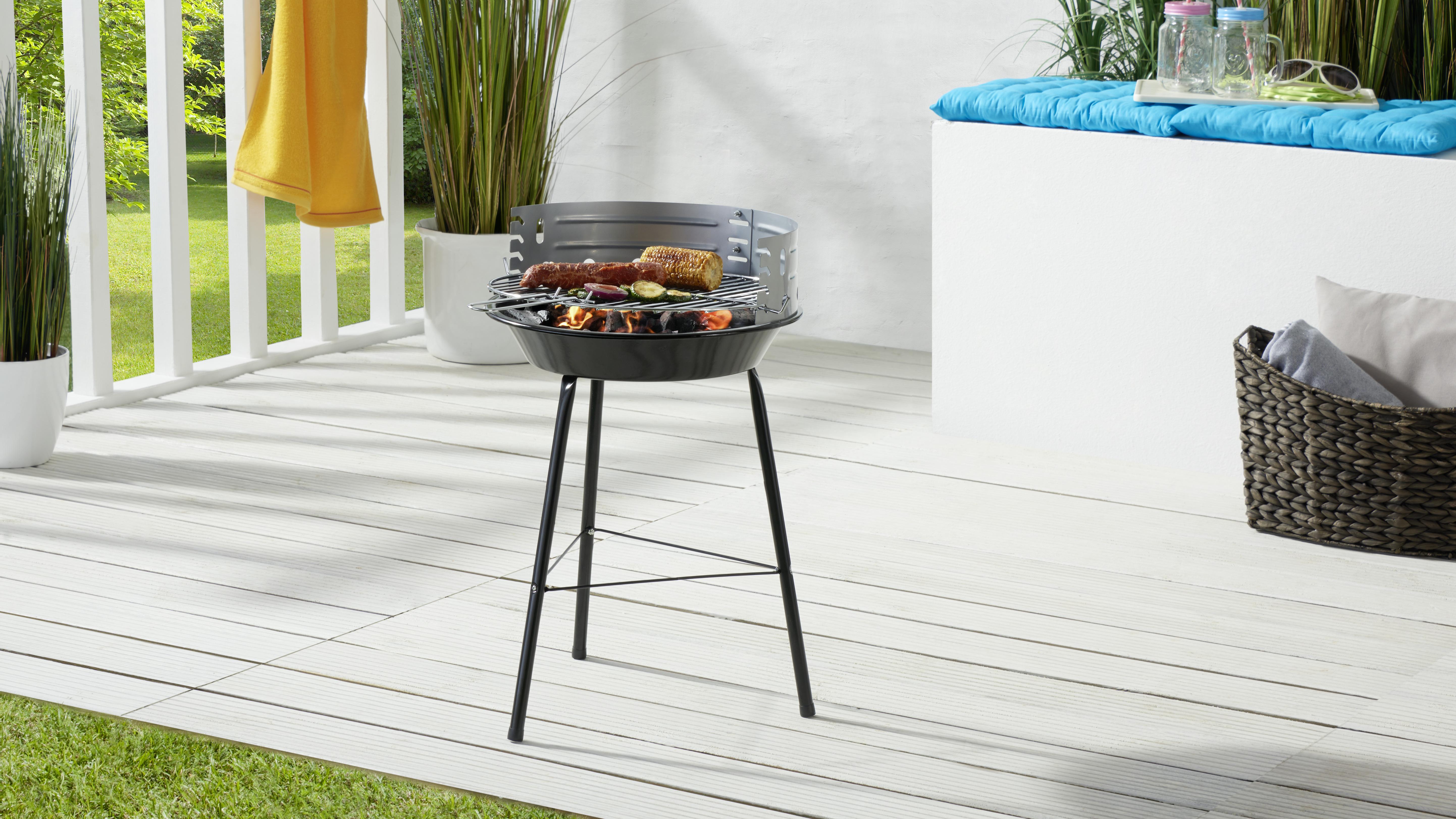 Holzkohlegrill Pablo - Schwarz/Grau, Metall (36/56/47cm) - Homezone