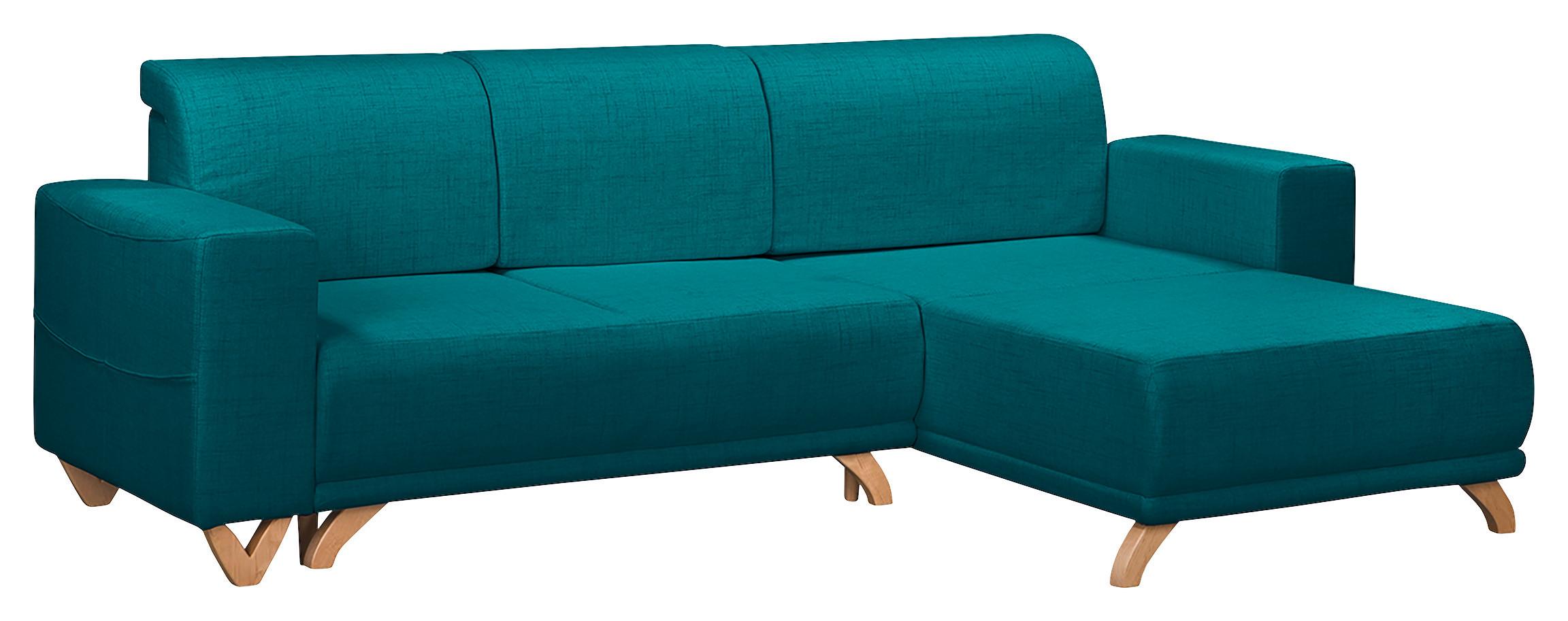 Ecksofa Bella Petrol S: 257x174 cm - Wengefarben/Petrol, Design, Textil (257/174cm) - Livetastic