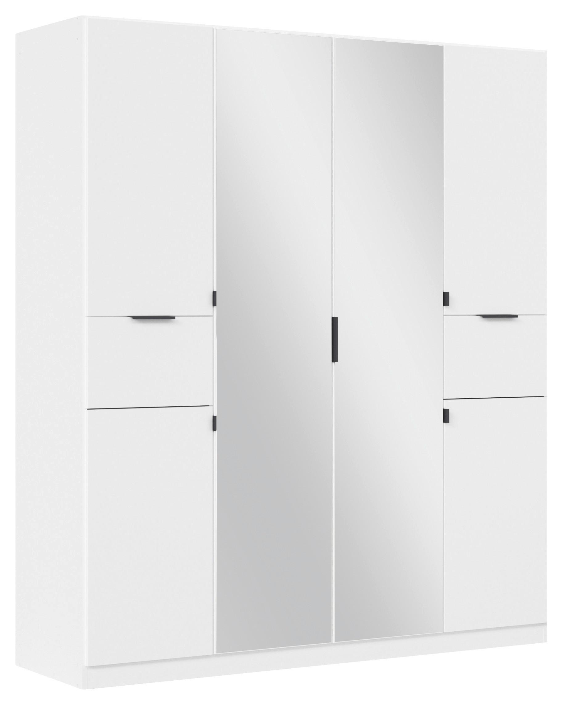 Drehtürenschrank Ticao Weiß B: 181 cm - Silberfarben/Weiß, MODERN, Holzwerkstoff (181/210/54cm) - Rauch Möbel
