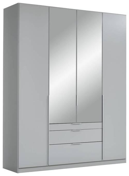 Drehtürenschrank Mit Spiegel B: 181 cm Alabama Hellgrau - Silberfarben/Hellgrau, MODERN, Holzwerkstoff (181/229/54cm)