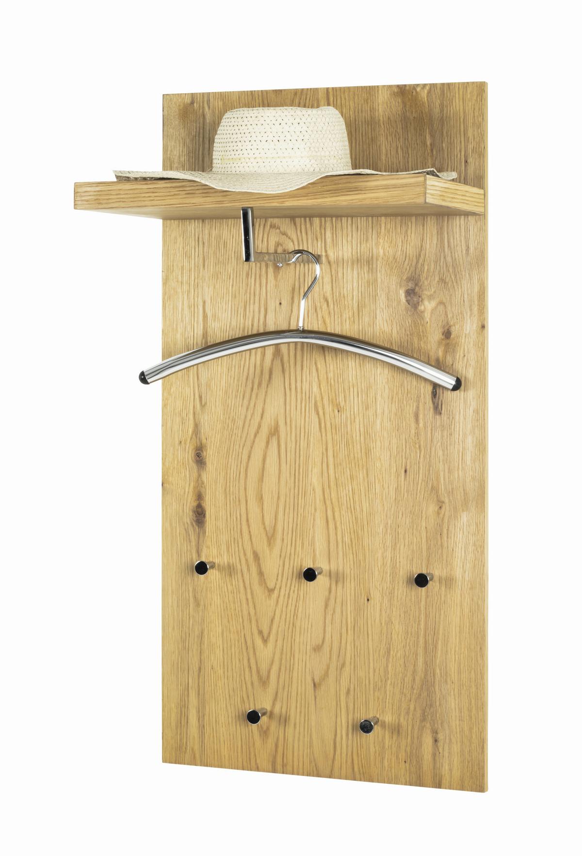 Wandgarderobe Paolo Eiche-/Alufarben 49cm - Eichefarben/Alufarben, Basics, Holz/Holzwerkstoff (49/100/31cm) - Livetastic