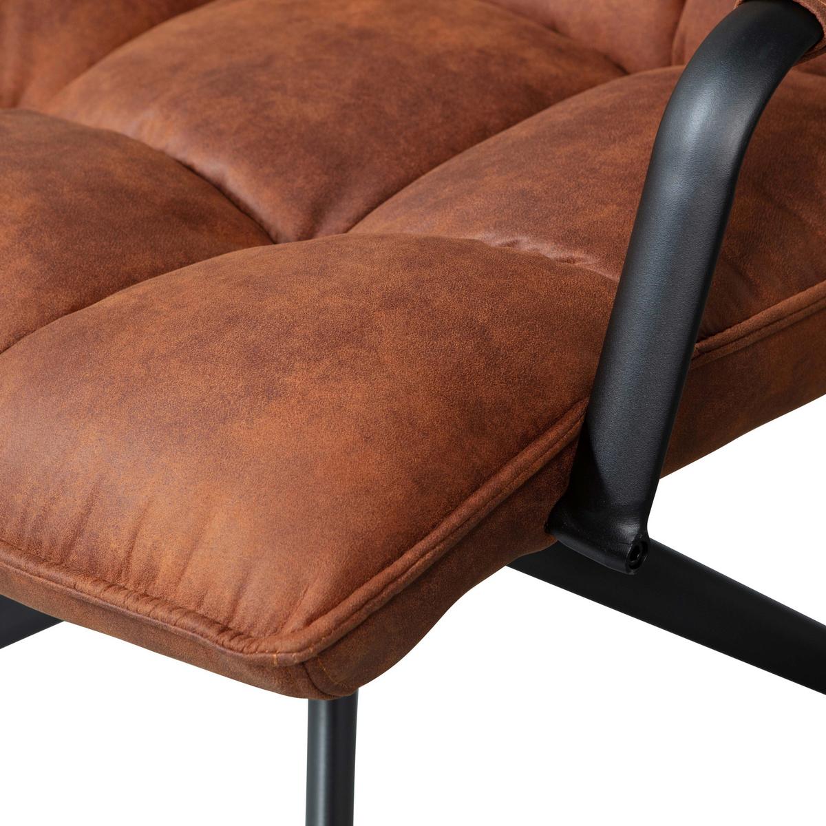 Sessel Jouke Cognac B: 77cm - Cognac/Schwarz, Design, Textil/Metall (77/97/69cm) - Livetastic