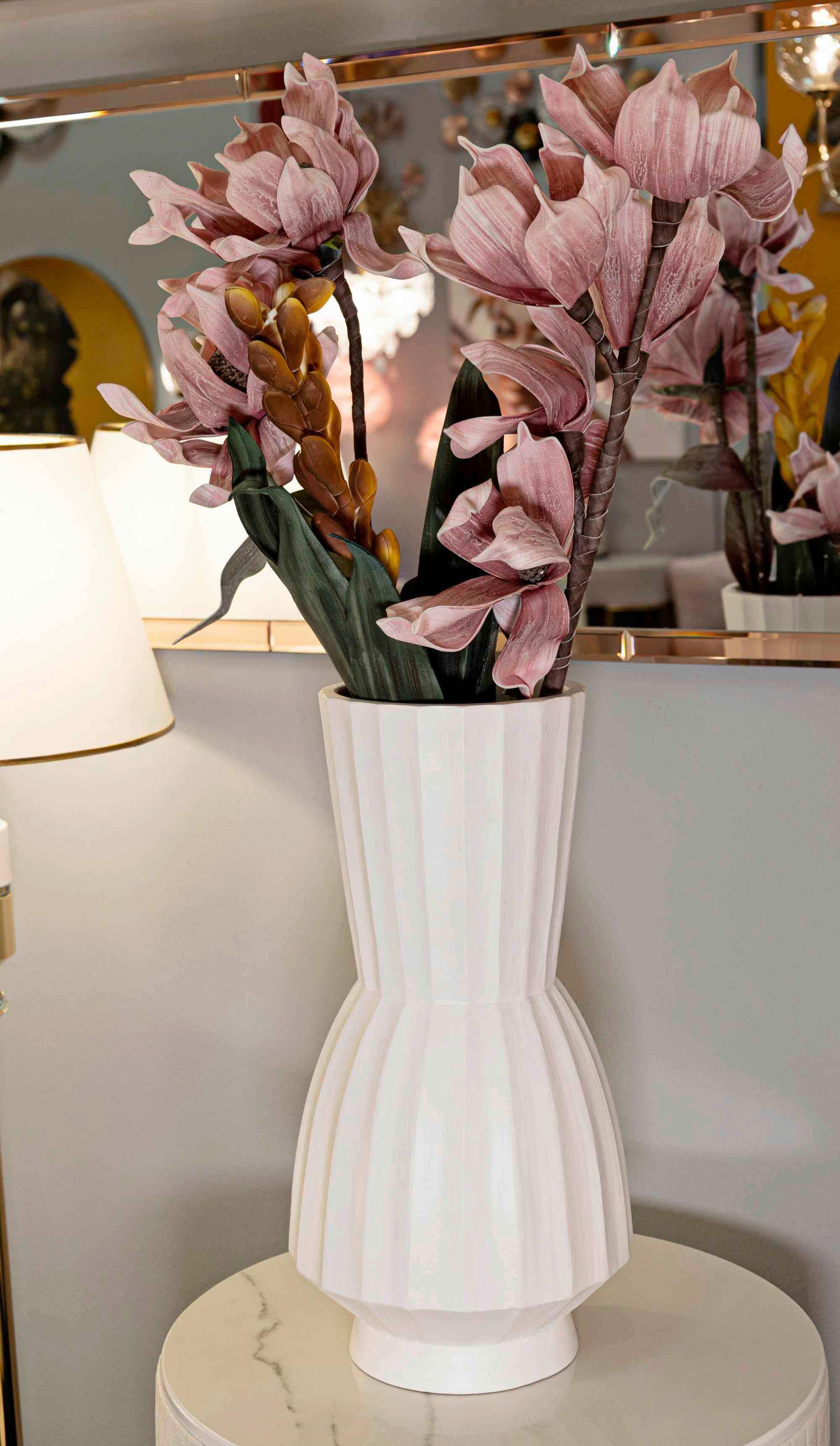 Vase Glint Weiß B: 25 cm - Weiß, Basics, Metall (25/50/25cm)