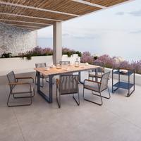 Záhradný stôl RUBY 210x100cm - farba tíku/tmavosivá, Modern, kov/plast (210/75/100cm) - Bessagi Garden