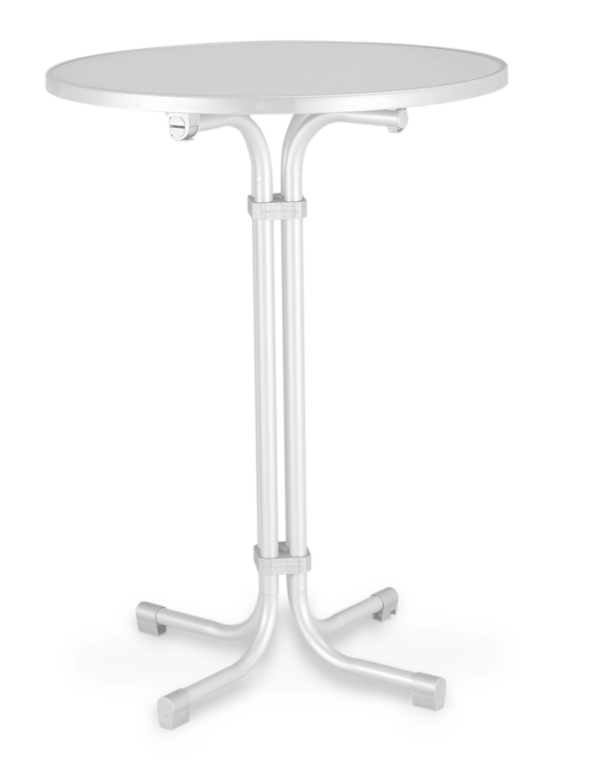 GARTENKLAPPTISCH MULTIFLEX – STEHTISCH RUND - Weiß, Basics, Metall (70/70/110cm) - Gardenson