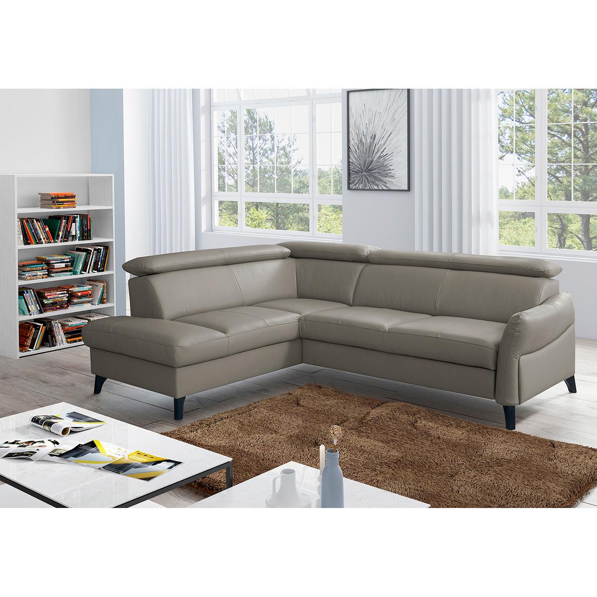 Ecksofa Note New Teilleder Schlammfarben 199x244 - Schlammfarben/Schwarz, Design, Leder/Textil (199/244cm) - Livetastic