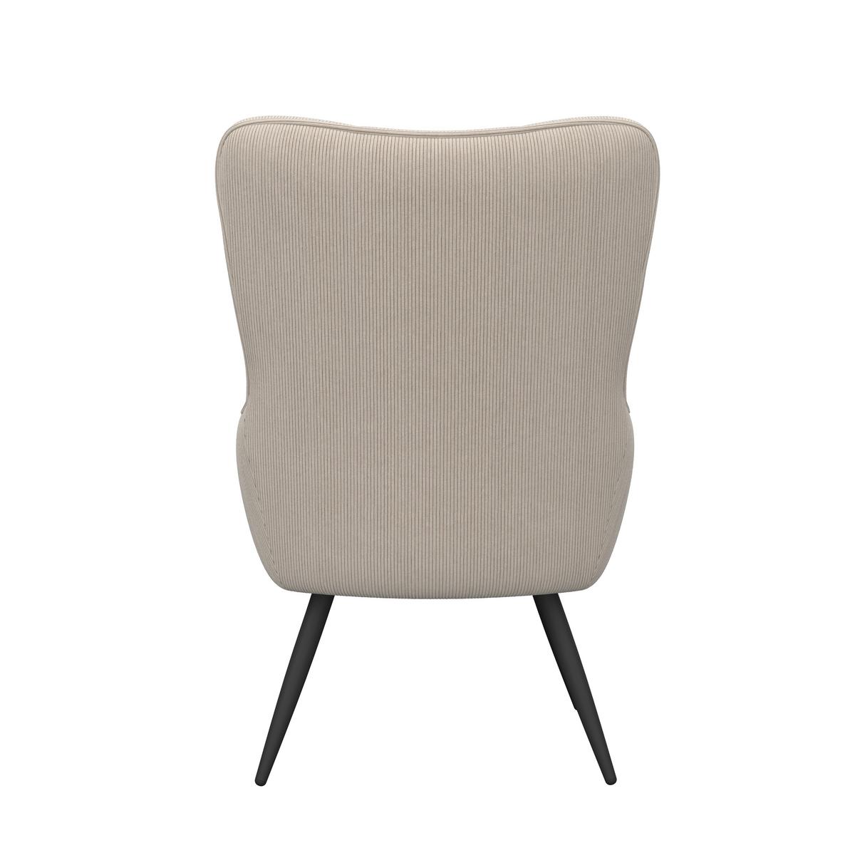Ohrensessel Hanoi Webstoff beige, B: 71 cm - Beige/Schwarz, MODERN, Textil/Metall (71/98/83cm)