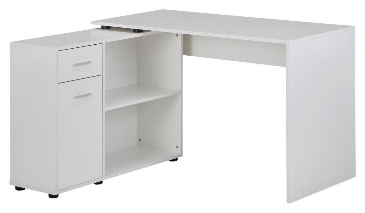 Rohový psací stůl Wohnling bílý - barvy stříbra, Moderní (106,5/120/75,5cm) - MID.YOU
