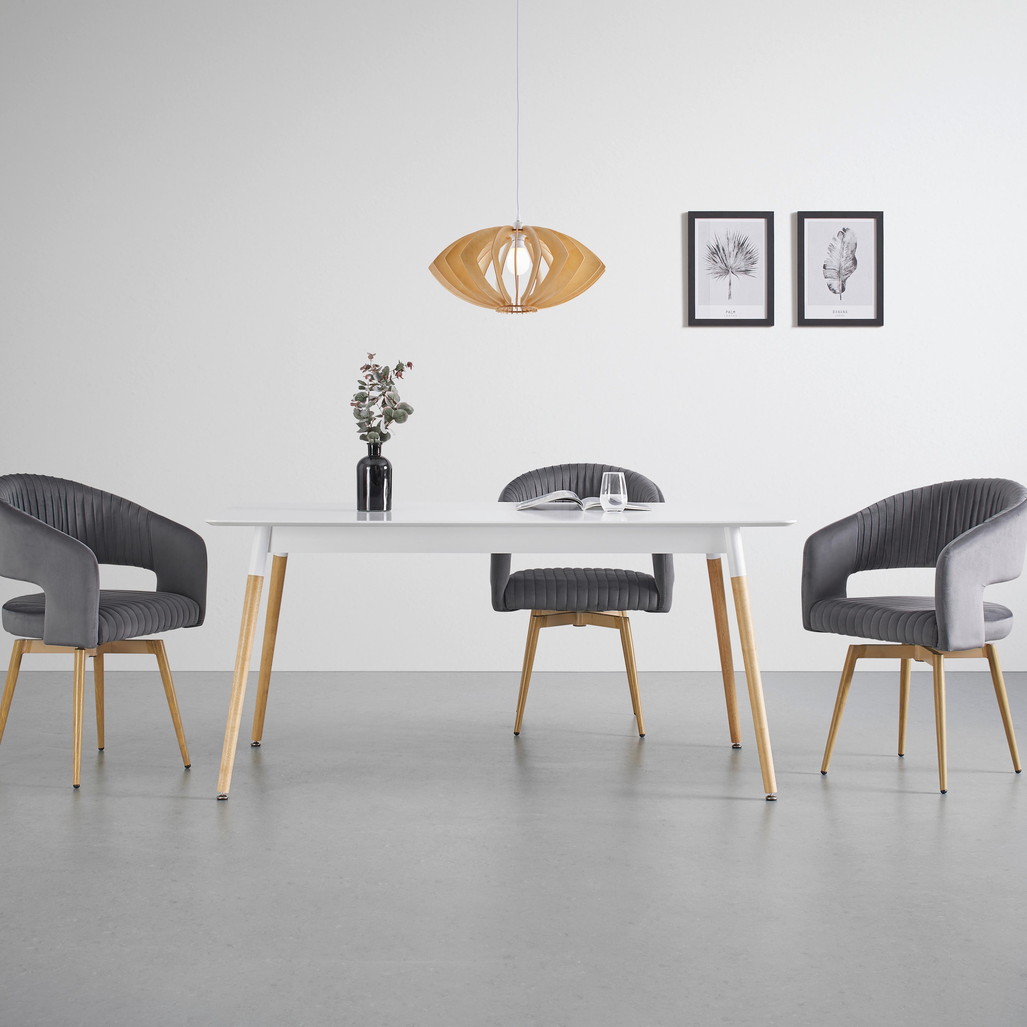 Jídelní stůl ALENA 160x90 cm - bílá/barvy dubu, Moderní, dřevo/kompozitní dřevo (160/90/75cm) - Bessagi Home
