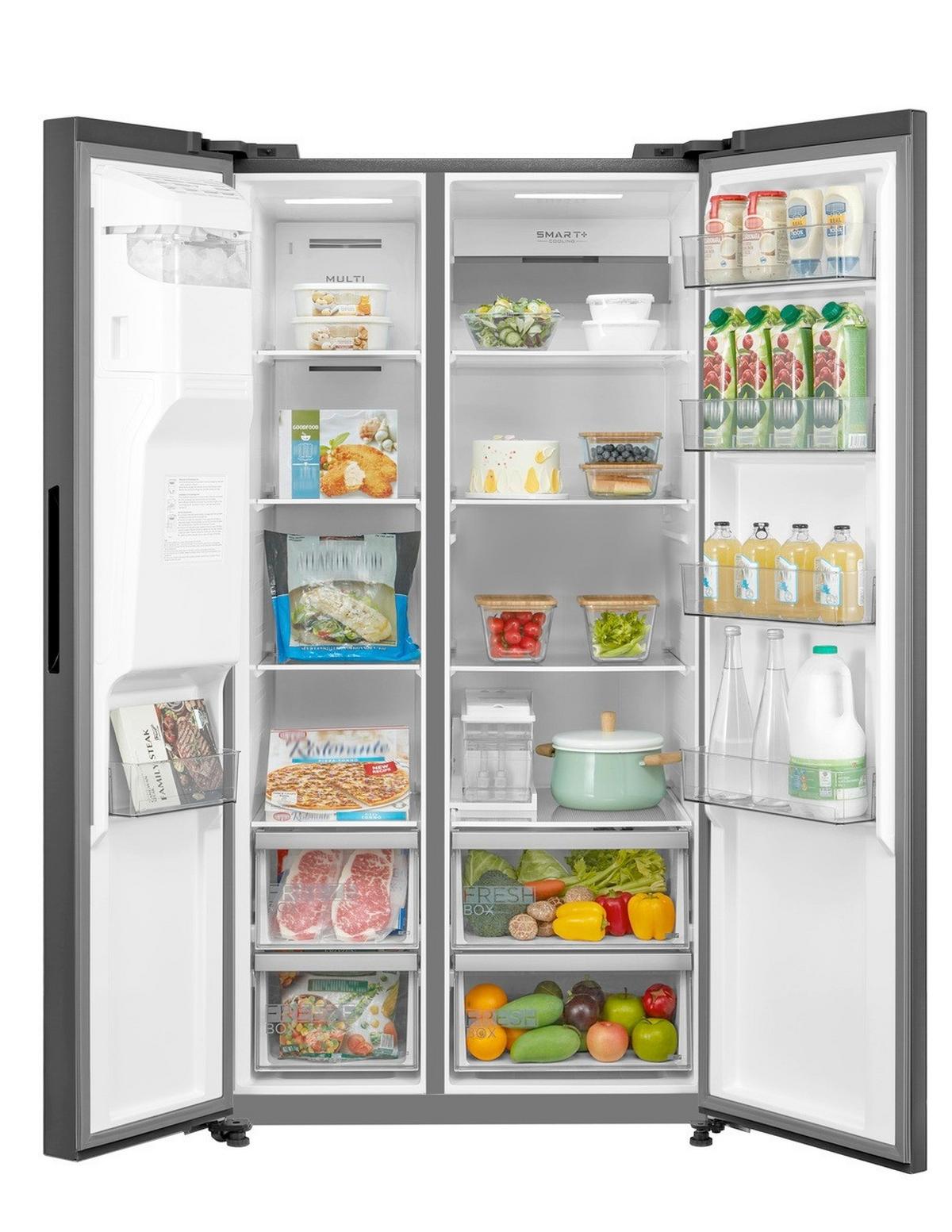 Side-By Side 376 Liter - Schwarz, Basics, Kunststoff/Metall (91cm) - Midea