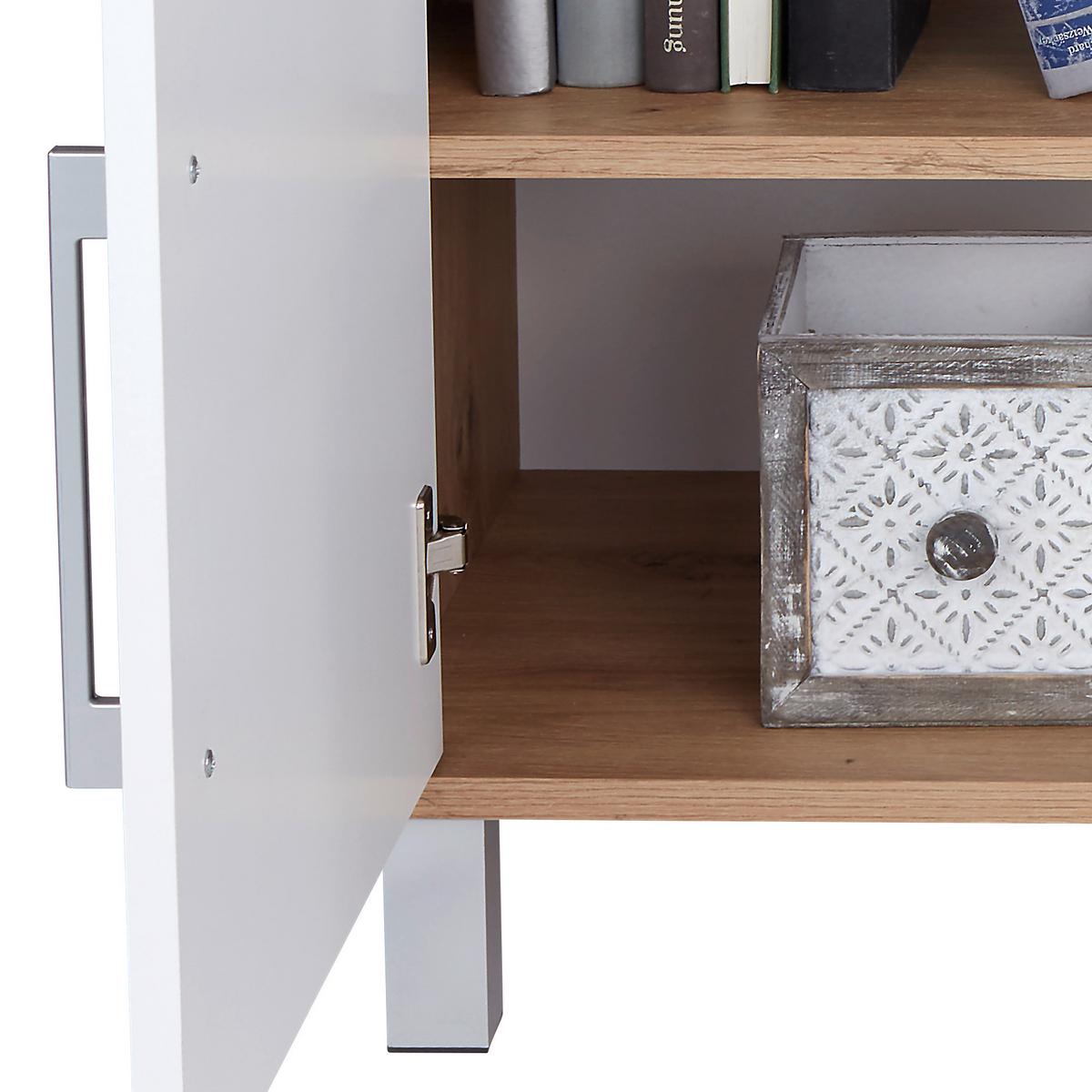 Komód Box 98/85 Cm - tölgyfa színű/fehér, Modern, faalapú anyag (99/85/40cm) - Ondega