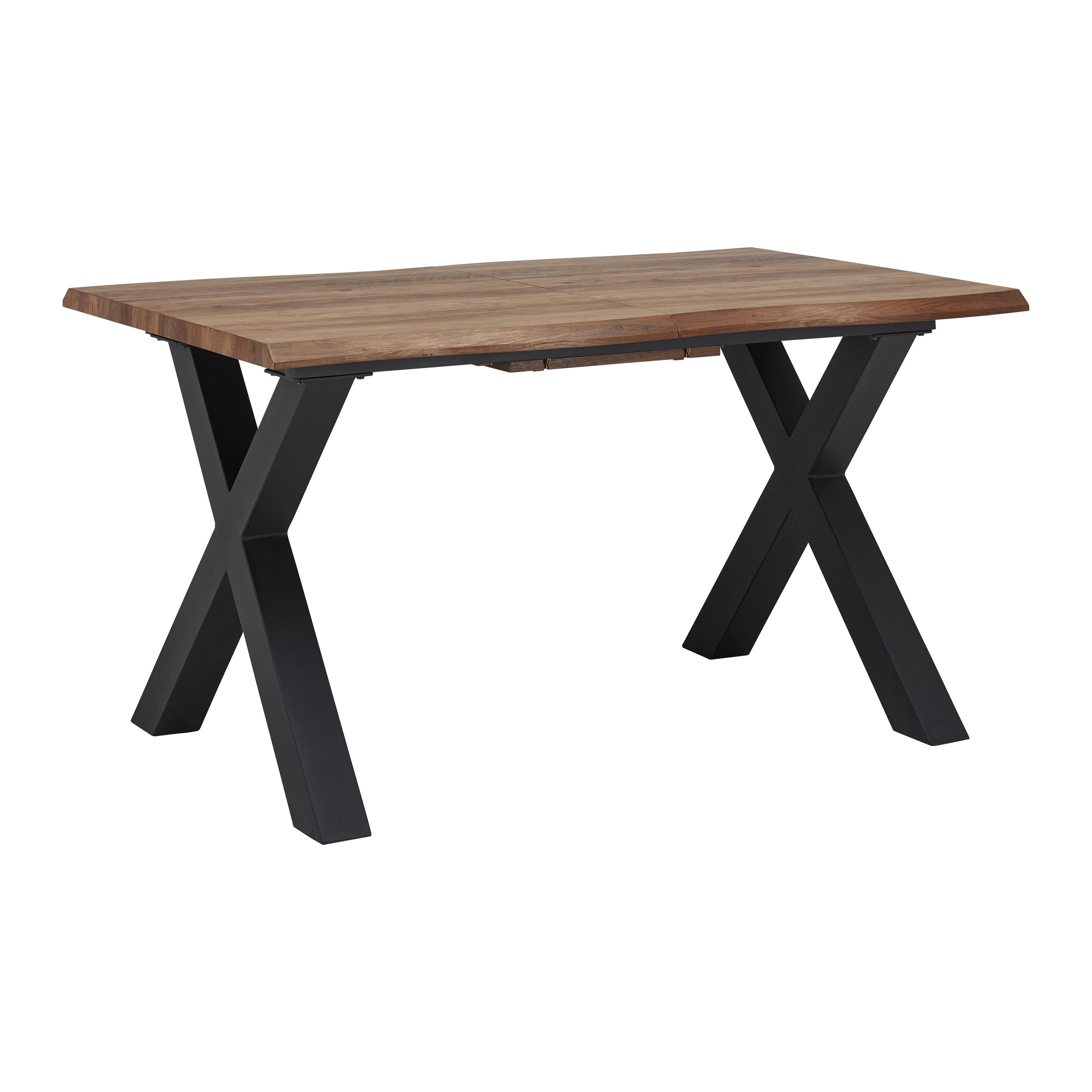 Rozkládací jídelní stůl LIA 140-180x76x90 cm - černá/barvy vlašských ořechů, Moderní, kov/kompozitní dřevo (140-180/90/76cm) - Bessagi Home