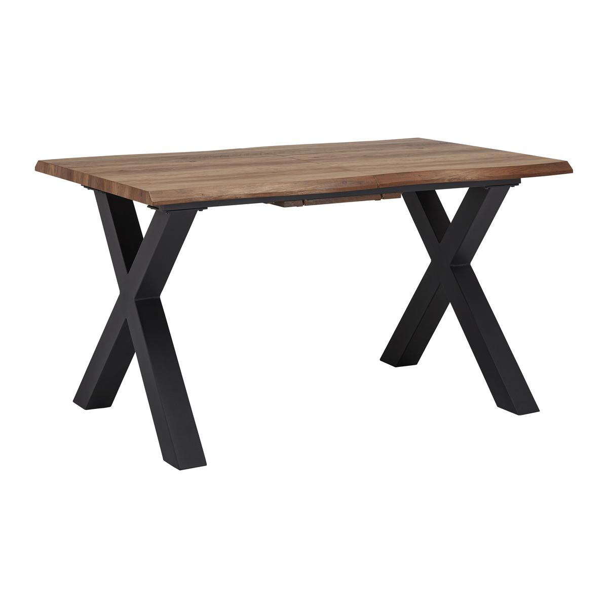 Rozkládací jídelní stůl LIA 140-180x76x90 cm - černá/barvy vlašských ořechů, Moderní, kov/kompozitní dřevo (140-180/90/76cm) - Bessagi Home