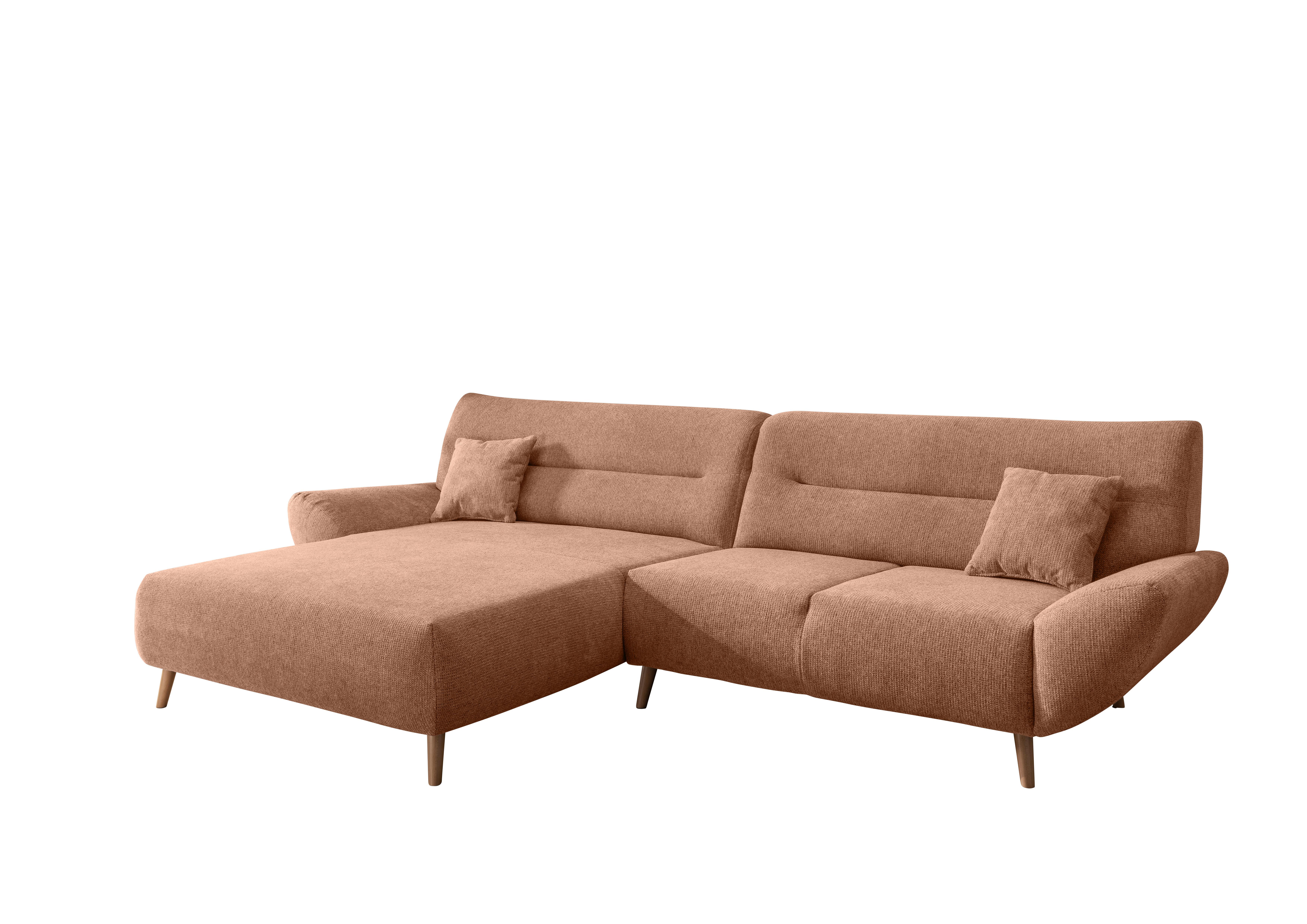 Ecksofa Chenille Koralle S: 166x290 cm - Wildeiche/Koralle, MODERN, Textil (166/290cm) - MID.YOU
