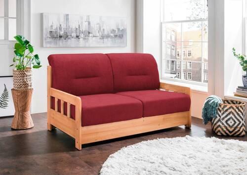 2-Sitzer-Sofa Mit Schlaffunktion Camino B:154 cm - Rot/Honig, LIFESTYLE, Holz/Textil (154/88/90cm) - Livetastic