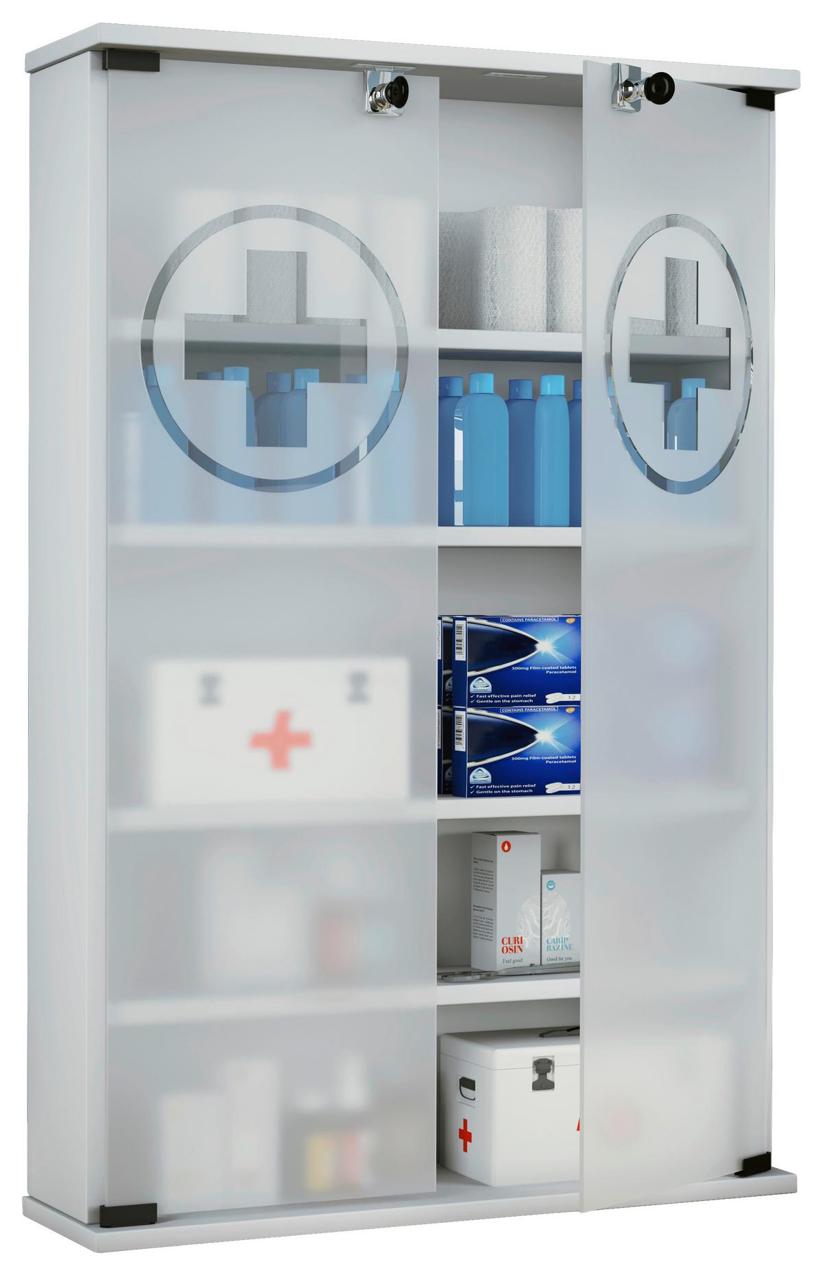 Medizinschrank Janula Weiß Bxh: 60x91 Cm Abschließbar - Weiß, MODERN, Glas/Holzwerkstoff (60/91/17,2cm) - MID.YOU