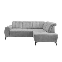 Ecksofa mit USB Anschluss Sano, Silberfa., S: 261x200 cm - Silberfarben/Schwarz, MODERN, Textil (261/200cm) - Livetastic