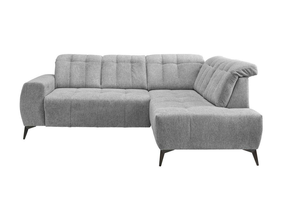 Ecksofa mit USB Anschluss Sano, Silberfa., S: 261x200 cm - Silberfarben/Schwarz, MODERN, Textil (261/200cm) - Livetastic