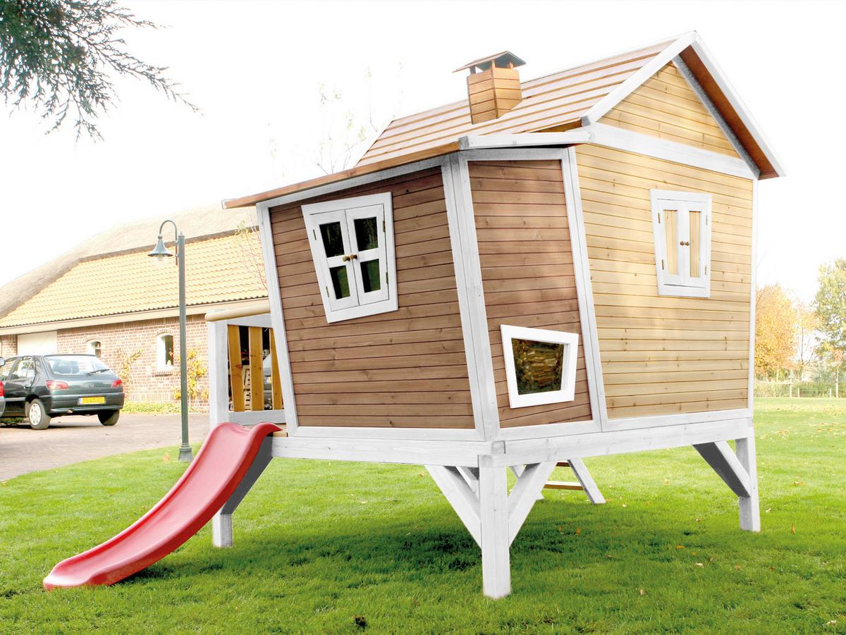 Spielhaus A030.108.21 - Rot/Hellgrün, KONVENTIONELL, Holz/Kunststoff (123/12,8/152cm) - Ambia Garden