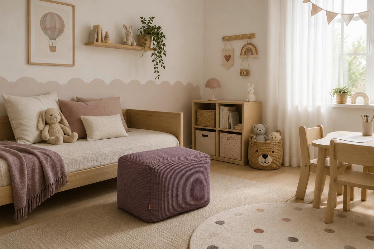 Sitzsack Cubi Cord rosa, Indoor, B: 60cm - Rosa, Basics, Textil (60/40/50cm)