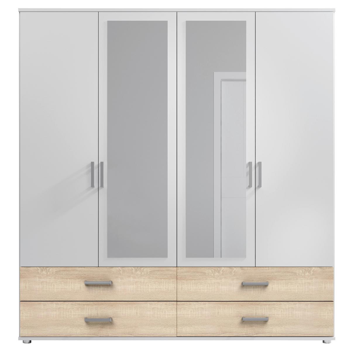 Drehtürenschrank Ivar B:180cm Sonoma Eiche/Weiß - Weiß/Sonoma Eiche, MODERN, Holzwerkstoff (180/190cm) - MID.YOU