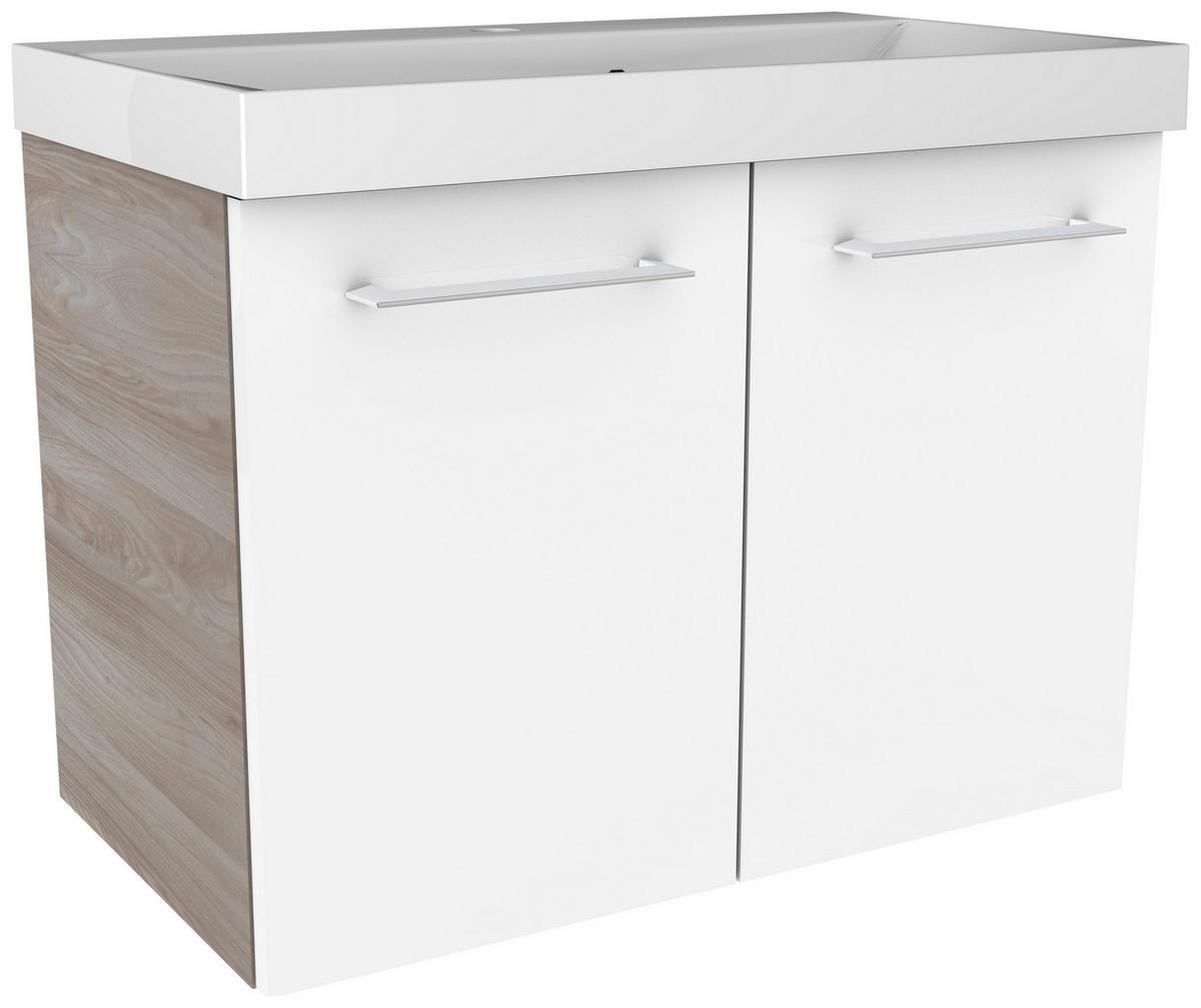 Waschtischunterschrank mit Türdämpfer Lima B: 60cm - Eschefarben/Weiß, MODERN, Holzwerkstoff (60/42/35cm) - MID.YOU