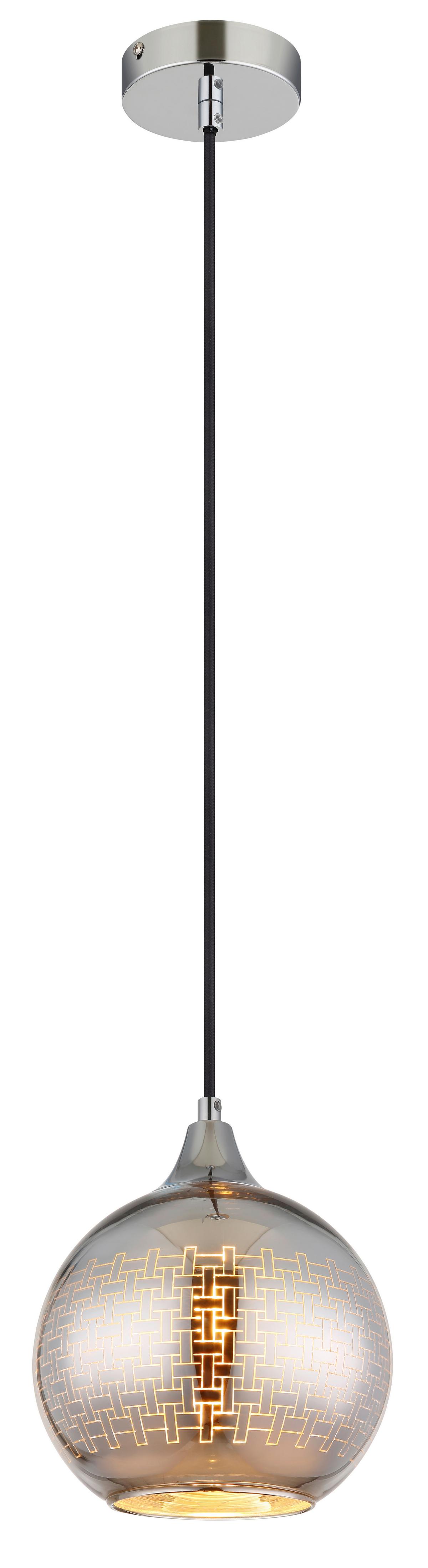 Hängeleuchte 16053 Lourdes - Chromfarben/Silberfarben, Basics, Glas/Textil (25/131cm) - Globo