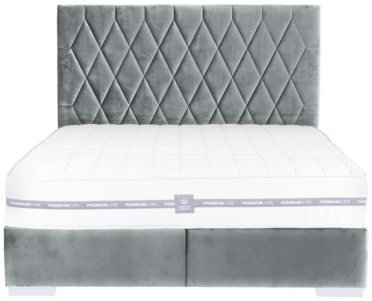 Boxspringbett mit gepolstertem Kopfteil 160x200 cm Paula - Chromfarben/Anthrazit, MODERN, Textil (160/200cm)