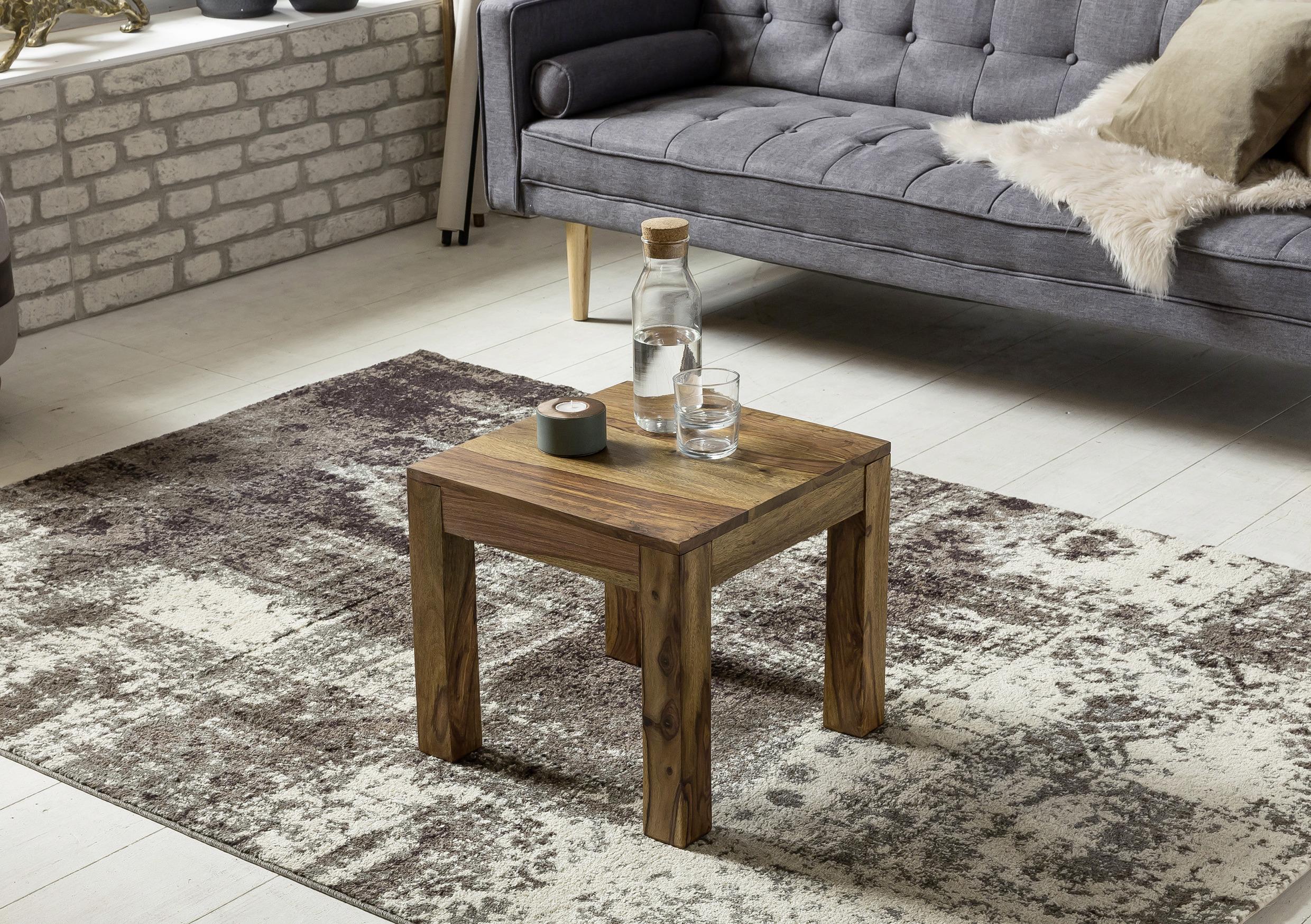 Beistelltisch Echtholz Massiv, Sheesham - Sheeshamfarben, Design, Holz (45/45/40cm) - MID.YOU