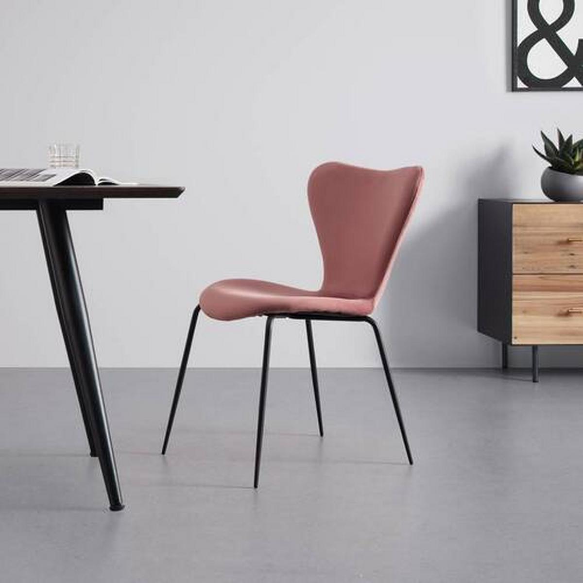 Jídelní židle ALICIA růžová - růžová/černá, Moderní, kov/dřevo (53/82,5/53cm) - Bessagi Home