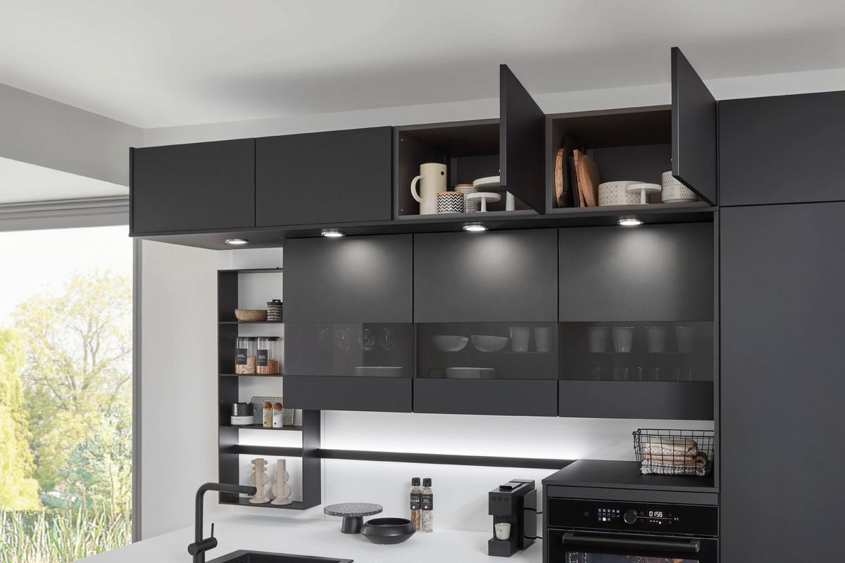 Eckküche Eastbourne - Schieferfarben/Graphitfarben, MODERN, Holzwerkstoff (303,2/264,5cm) - Vertico