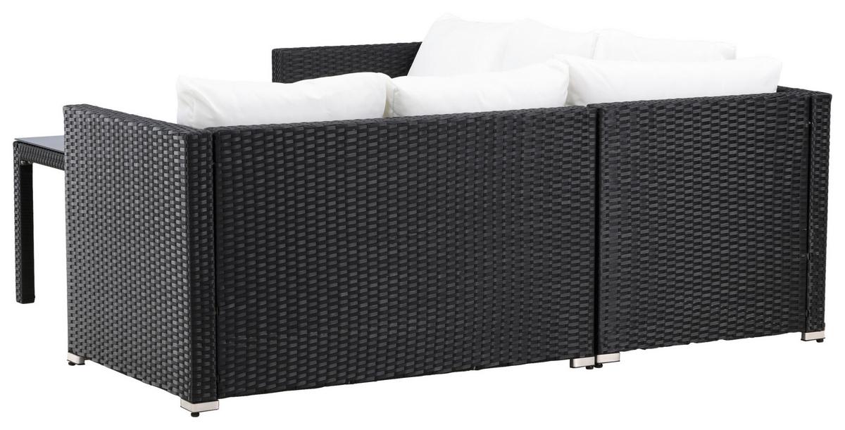Loungegarnitur Kuba - Schwarz/Weiß, KONVENTIONELL, Glas/Kunststoff (59/180/64cm) - Gardenson