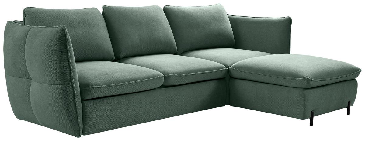 Ecksofa Baloo, Grün S: 262x178 cm - Schwarz/Grün, MODERN, Textil (262/178cm) - MID.YOU