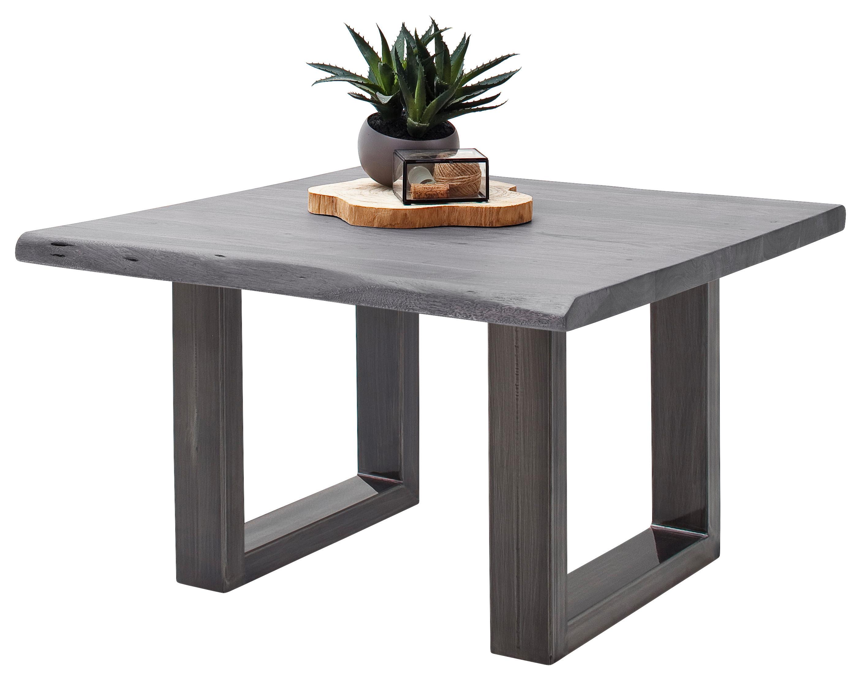 Couchtisch Holz mit Massiver Tischplatte Cartagena, Akazie - Grau/Nickelfarben, MODERN, Holz/Metall (75/45/75cm)