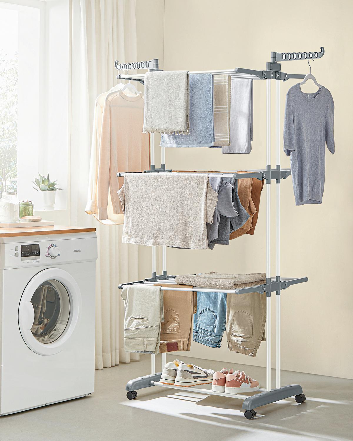 Wäschetrockner Grau/weiß B: 76 Cm - Weiß/Grau, Basics, Kunststoff/Metall (76/173/49cm)