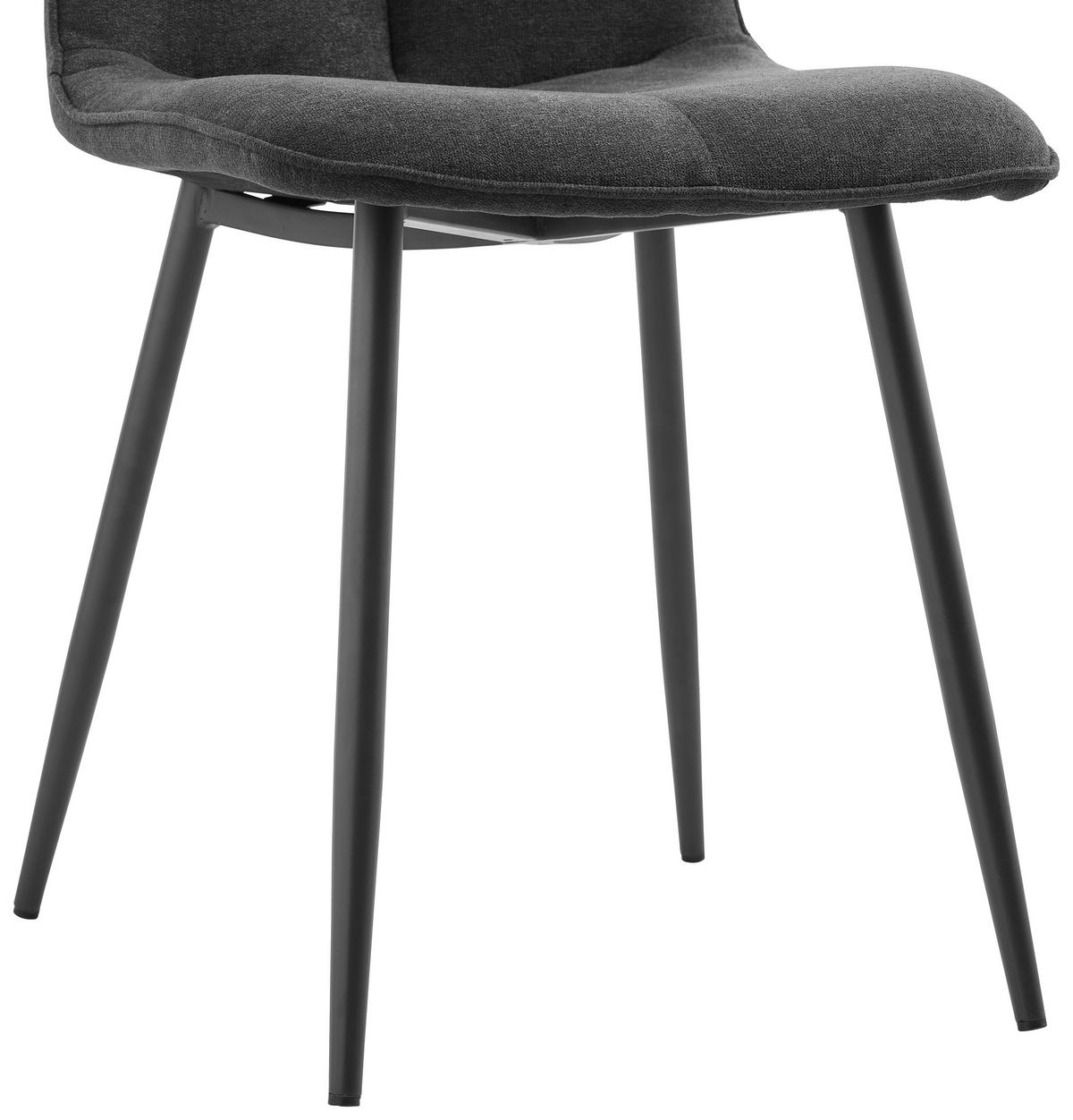 Stuhl Lago Schwarz Gepolstert 2er-Set - Schwarz, MODERN, Holz/Textil (47/87/58cm) - P & B