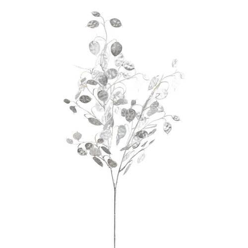 Dekozweig Pfennigblattzweig - Silberfarben, KONVENTIONELL, Kunststoff (75cm)