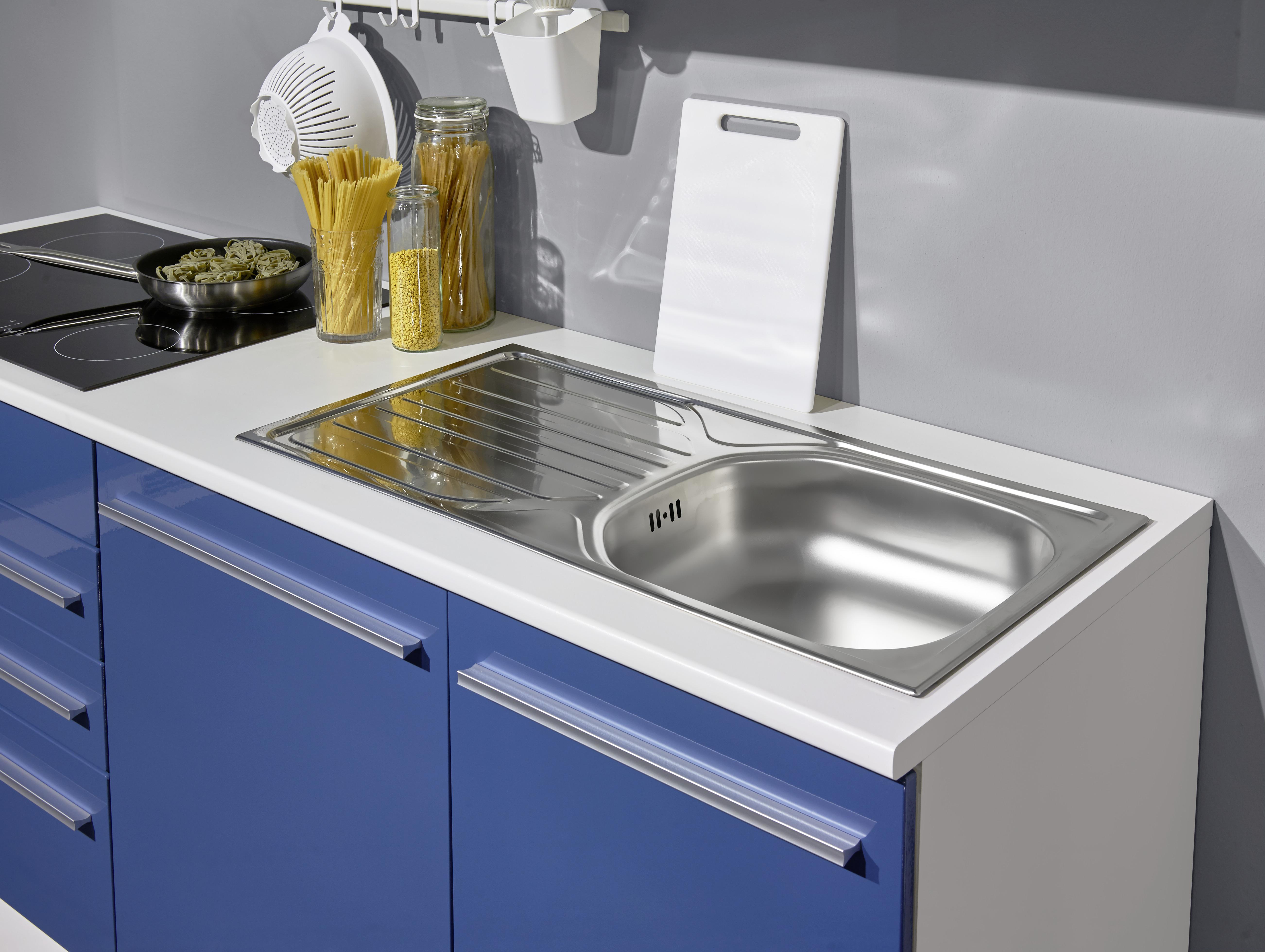 Spüle Edelstahl 86x43,5 cm mit Abtropffläche - Edelstahlfarben, Basics, Metall (86/43,5cm) - P & B