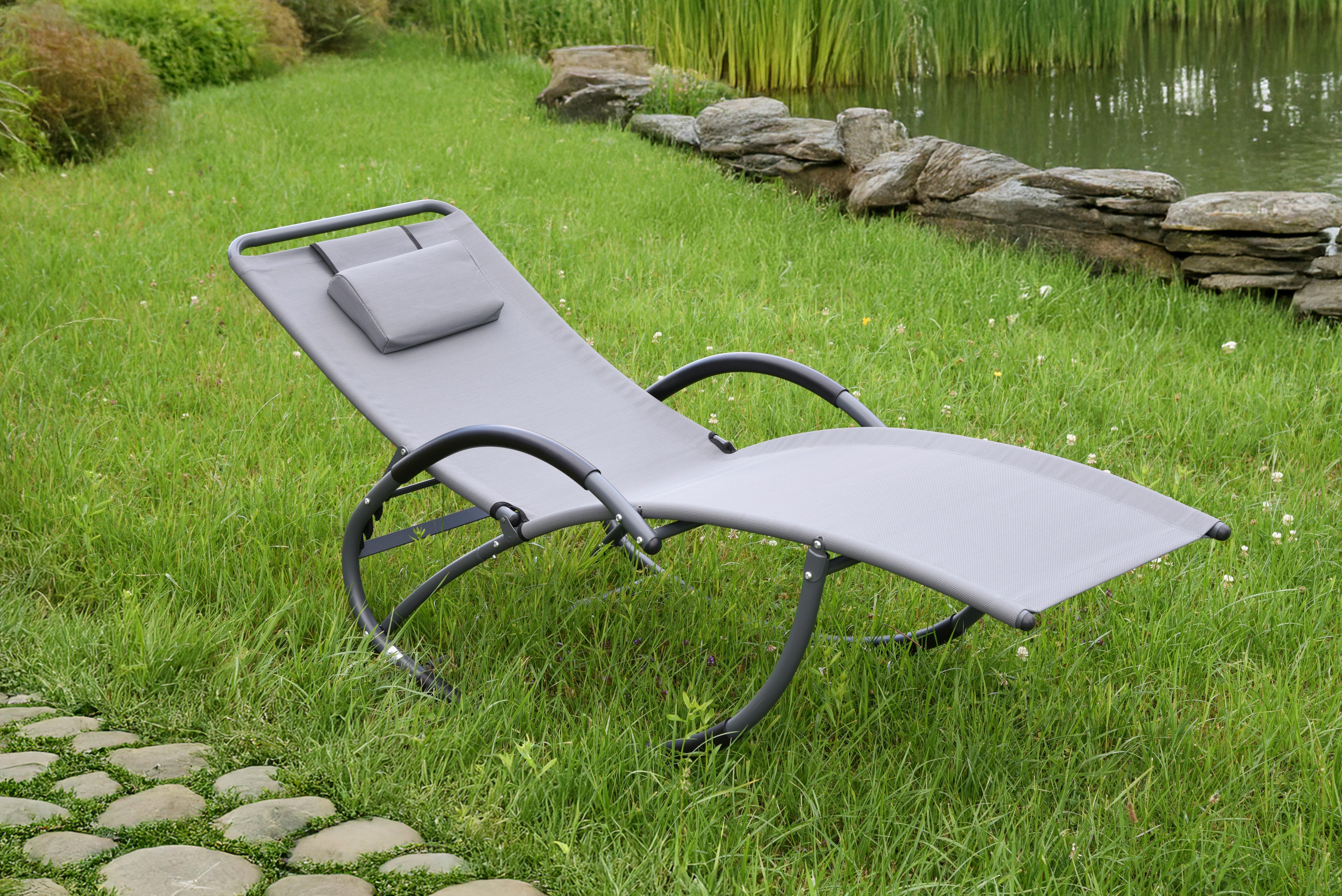 Schaukelliege Siros - Anthrazit/Grau, Basics, Kunststoff/Metall (63/106/177cm) - Gardenson